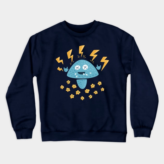 Heavy Metal Mushroom Crewneck Sweatshirt by Boriana Giormova